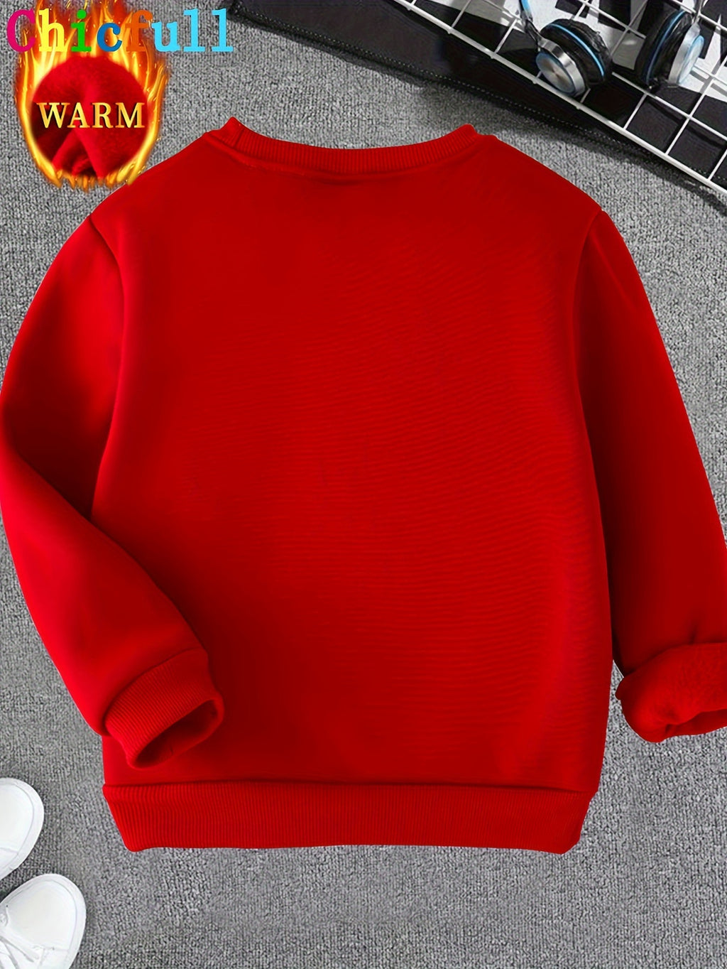 Chicfull Boys' Cozy Fleece-Lined Christmas Sweatshirt with Dancing Santa Print - Casual & Stylish for Fall/Winter, WY0108, Thickened