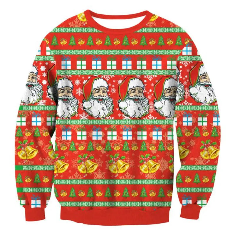 New Unisex Men Women 2026 Ugly Christmas Sweater For Holidays Santa Elf Christmas Printed Novelty Autumn Winter Blouses Clothing