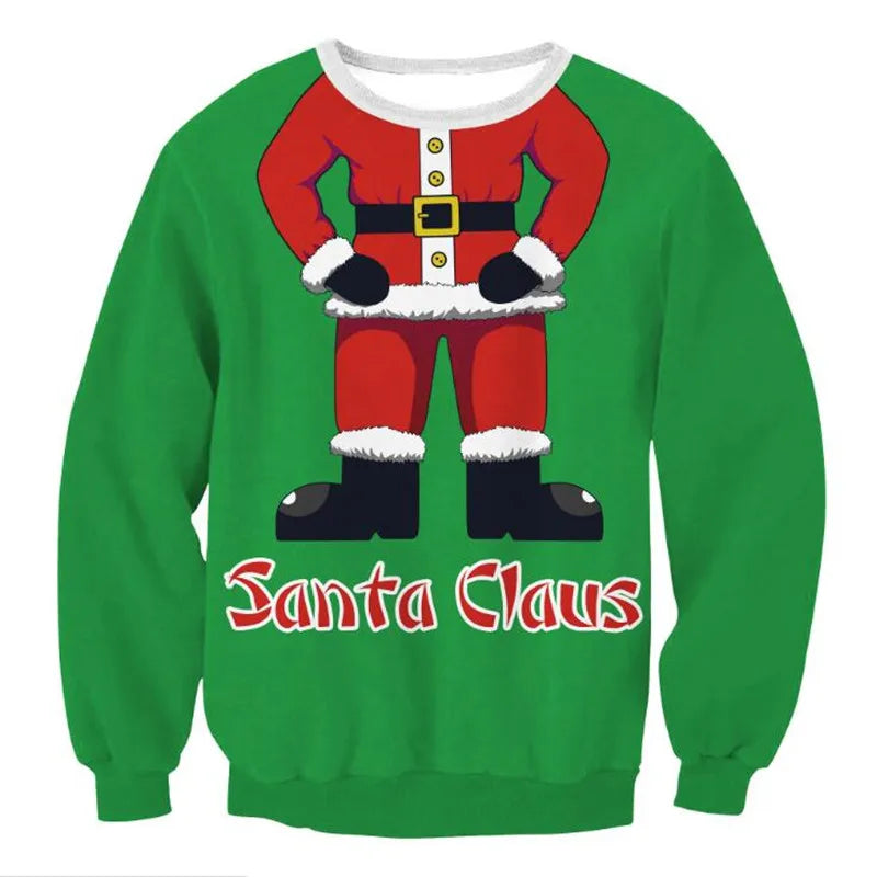 New Unisex Men Women 2026 Ugly Christmas Sweater For Holidays Santa Elf Christmas Printed Novelty Autumn Winter Blouses Clothing
