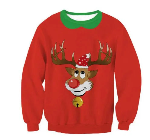 New Unisex Men Women 2026 Ugly Christmas Sweater For Holidays Santa Elf Christmas Printed Novelty Autumn Winter Blouses Clothing