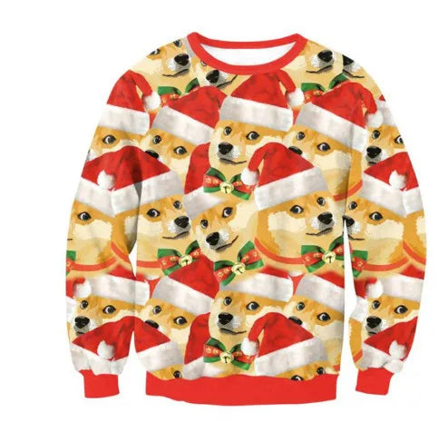 New Unisex Men Women 2026 Ugly Christmas Sweater For Holidays Santa Elf Christmas Printed Novelty Autumn Winter Blouses Clothing