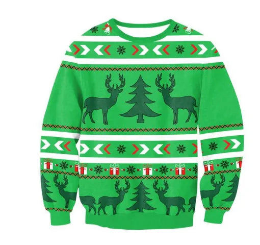 New Unisex Men Women 2026 Ugly Christmas Sweater For Holidays Santa Elf Christmas Printed Novelty Autumn Winter Blouses Clothing