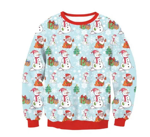 New Unisex Men Women 2026 Ugly Christmas Sweater For Holidays Santa Elf Christmas Printed Novelty Autumn Winter Blouses Clothing
