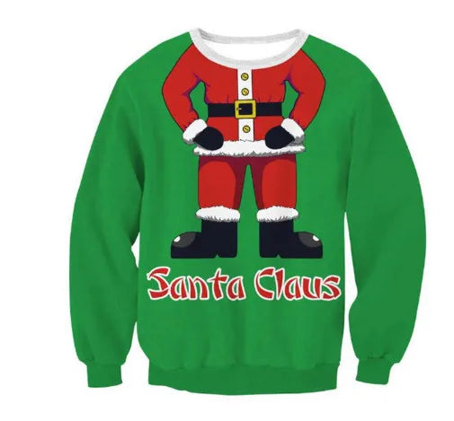 New Unisex Men Women 2026 Ugly Christmas Sweater For Holidays Santa Elf Christmas Printed Novelty Autumn Winter Blouses Clothing
