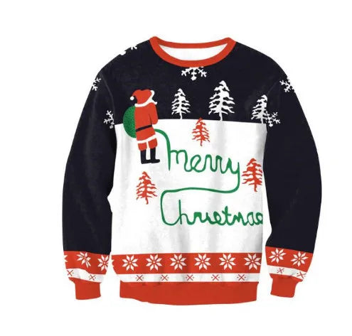 New Unisex Men Women 2026 Ugly Christmas Sweater For Holidays Santa Elf Christmas Printed Novelty Autumn Winter Blouses Clothing