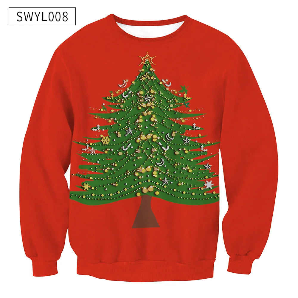 New Unisex Men Women 2026 Ugly Christmas Sweater For Holidays Santa Elf Christmas Printed Novelty Autumn Winter Blouses Clothing