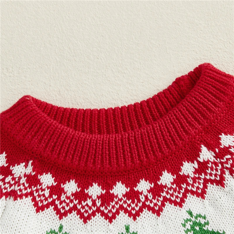 Newborn Baby Girl Boy Knitted Long Sleeve Autumn Winter Sweater Tree Print Pullover Casual Tops Kids Christmas Clothes 0-5Y