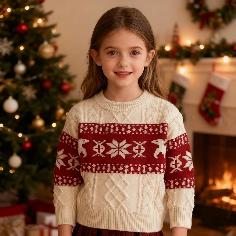 Winter Baby Boys Christmas Sweater Girls Jacquard Knitted Sweaters Pullovers Christmas Kids Clothes Toddler Girl Sweater Tops