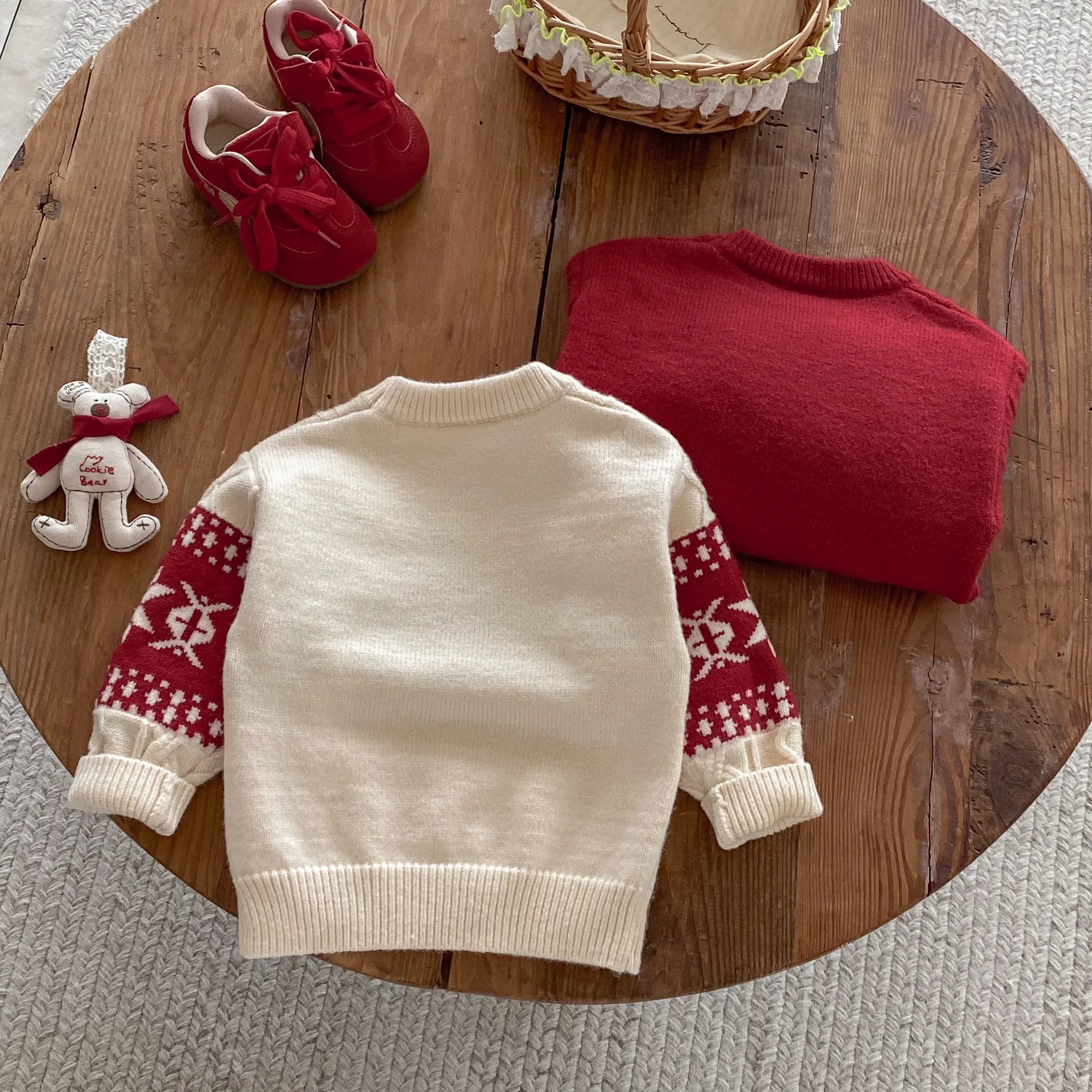 2025 Christmas Winter New Kids Sweater Christmas New Year Snowflake Knit Children Top Warm Pullover Sweater 1-6Yrs Boys Girls