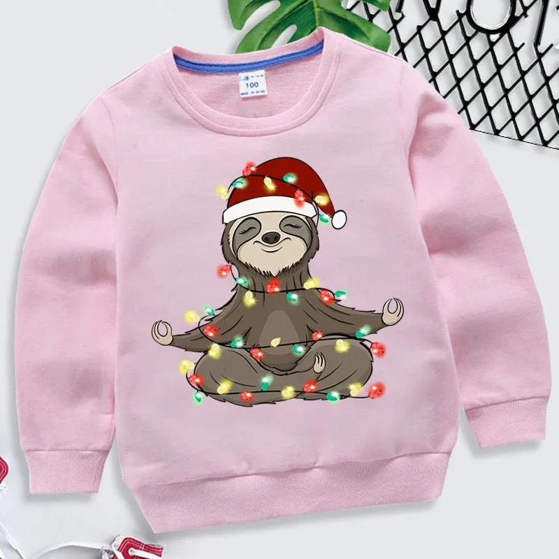 Christmas Animal Cartoon Print Children's Sweatshirt Cartoon Brand Clothing Loose Round Neck Long Sleeve Pullover Toddler Cloth