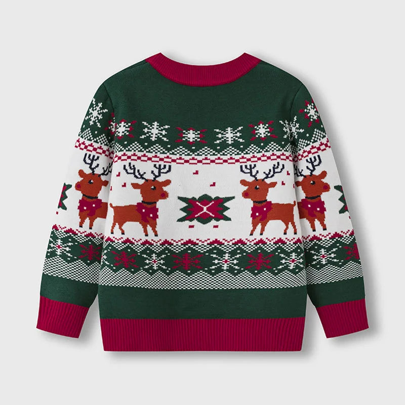 Christmas Children's Sweater 2025 New Boys Girls Autumn Winter Cartoon Deer Warm Pullover Baby Kids Unisex Knitted Jumper