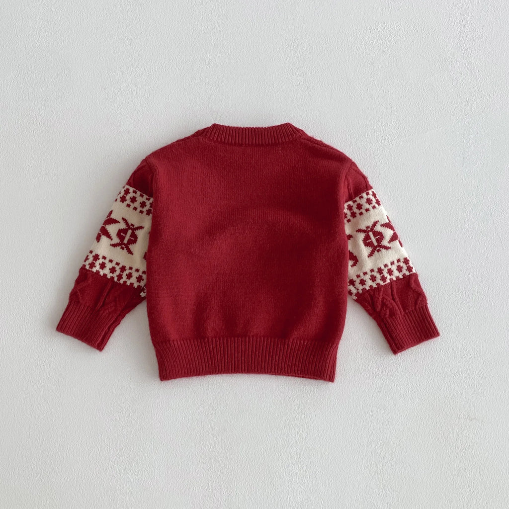 2025 Christmas Winter New Kids Sweater Christmas New Year Snowflake Knit Children Top Warm Pullover Sweater 1-6Yrs Boys Girls