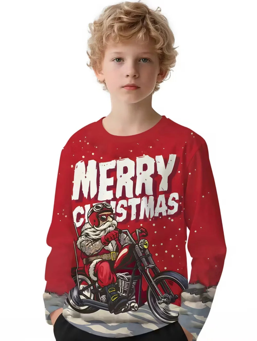 Santa Claus T-Shirts for Children 3D Print Long Sleeve Tee Girls Clothes Cartoon O-Neck Tops Christmas Gifts Children's Clothing