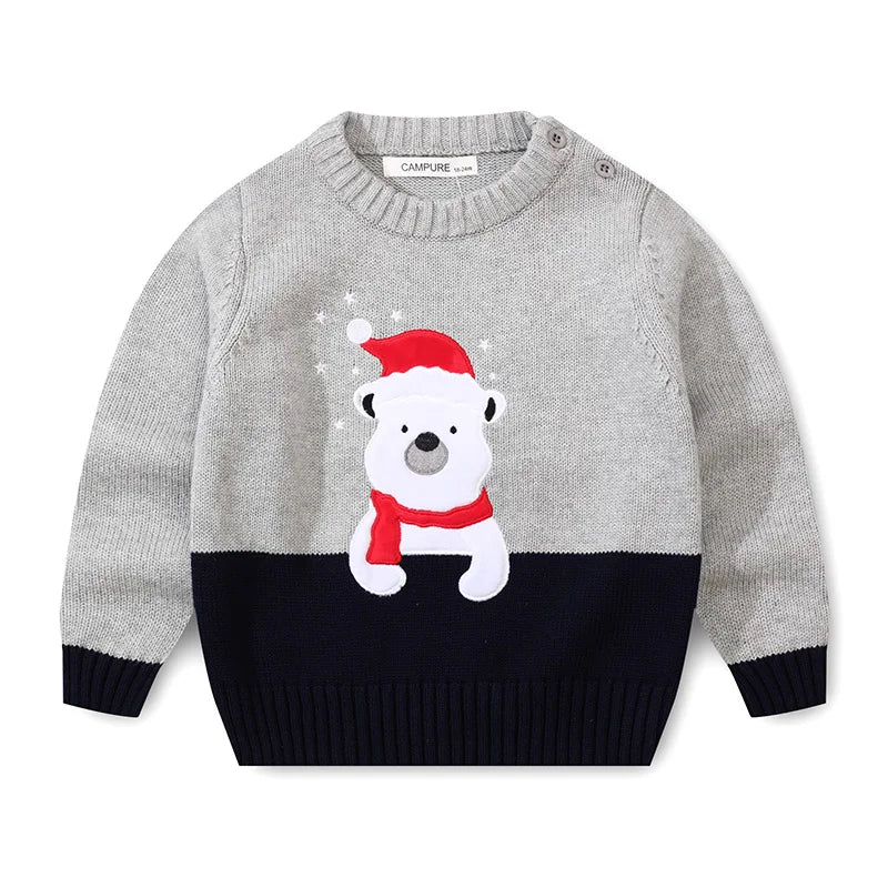 Winter Baby Boys Christmas Sweater Girls Jacquard Knitted Sweaters Pullovers Christmas Kids Clothes Toddler Girl Sweater Tops
