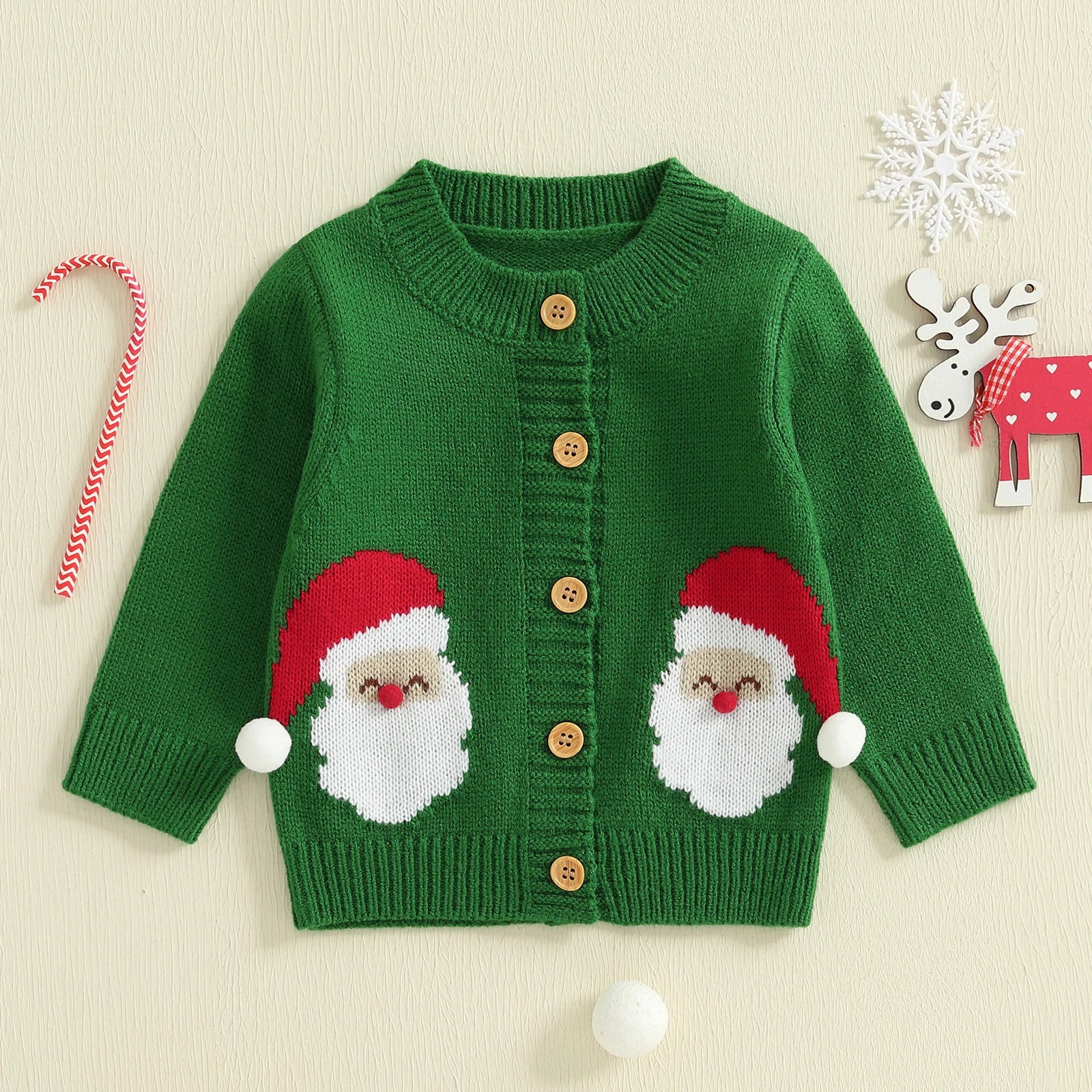 0-36months Unisex Baby Christmas Cardigan Long Sleeve Button Closure Santa Claus Tree Warm Winter Girls Boys Xmas Sweater