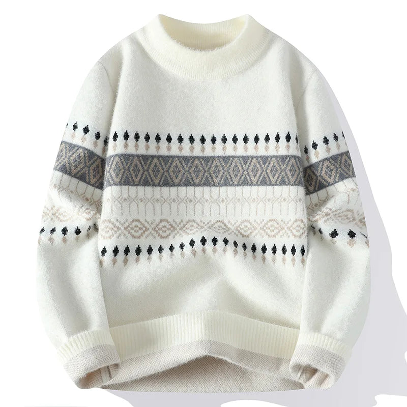 Man Thick Warm Comfortable High Quality Sweaters Men's Loose stripe printing Pullover Brand Clothing Male Slim Fit Fashion Knitt