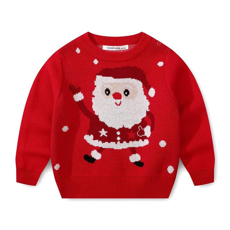 Winter Baby Boys Christmas Sweater Girls Jacquard Knitted Sweaters Pullovers Christmas Kids Clothes Toddler Girl Sweater Tops