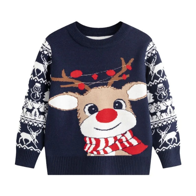 Merry Christmas Winter Children's Sweater Boys Girls Jacquard Kid Sweater Knitted Red Christmas Tree Gift Decoration Clothing