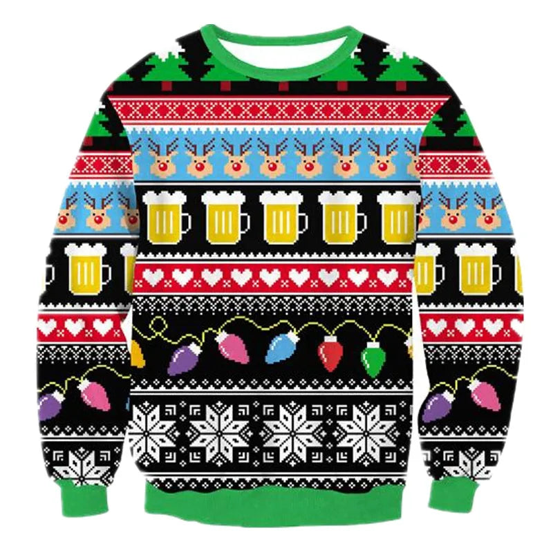 New Unisex Men Women 2026 Ugly Christmas Sweater For Holidays Santa Elf Christmas Printed Novelty Autumn Winter Blouses Clothing