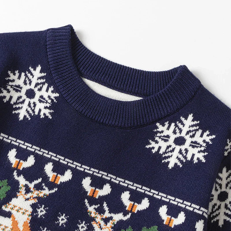 Christmas Kids Sweater Children Cotton Warm Knitwear Autumn Boys Girls Cartoon Print Pullover Toddler Winter Clothing 2-6 Years