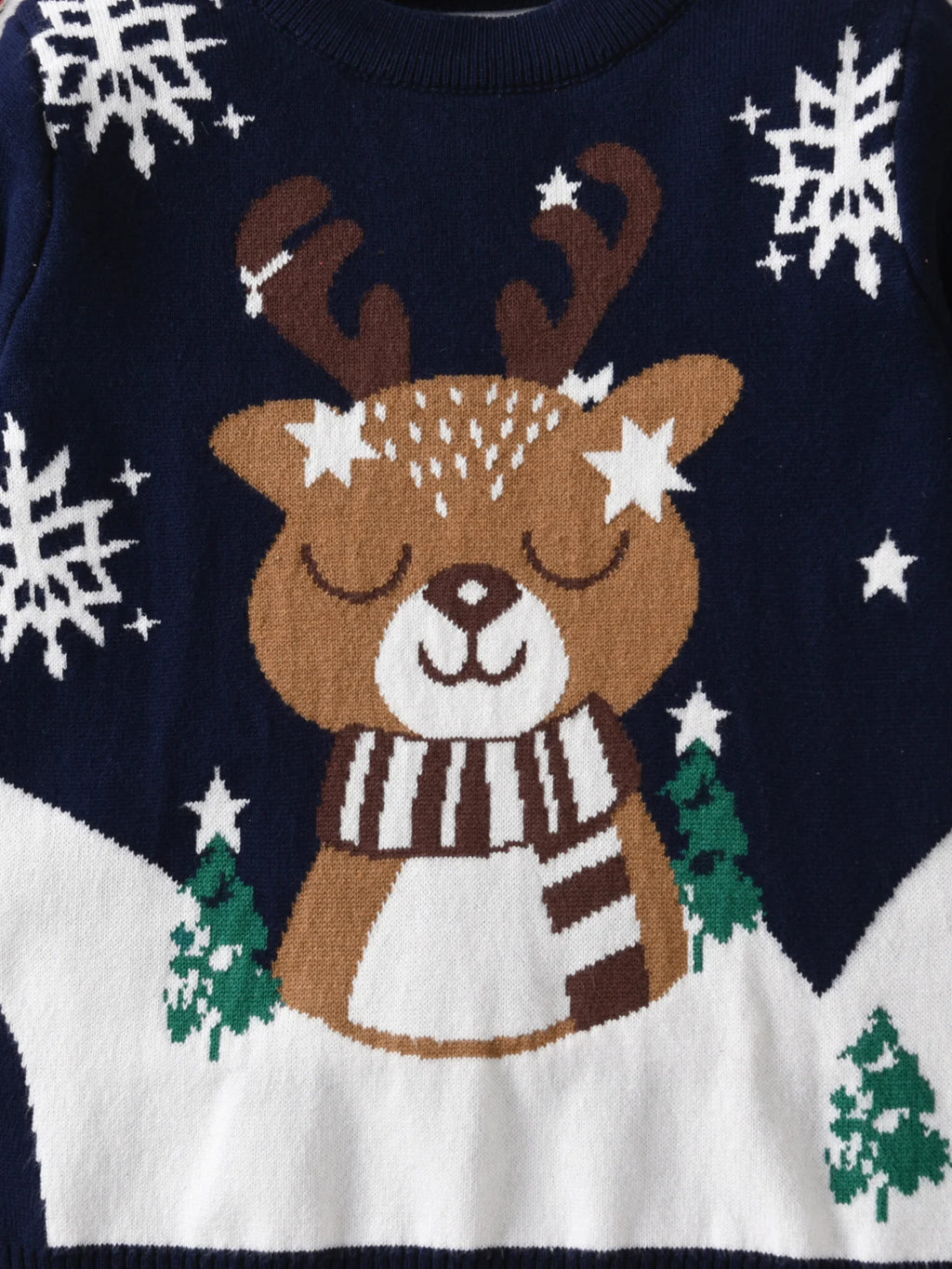 Boys and girls Christmas reindeer sweater long sleeved pullover suitable for parties, daily spring, autumn, winter