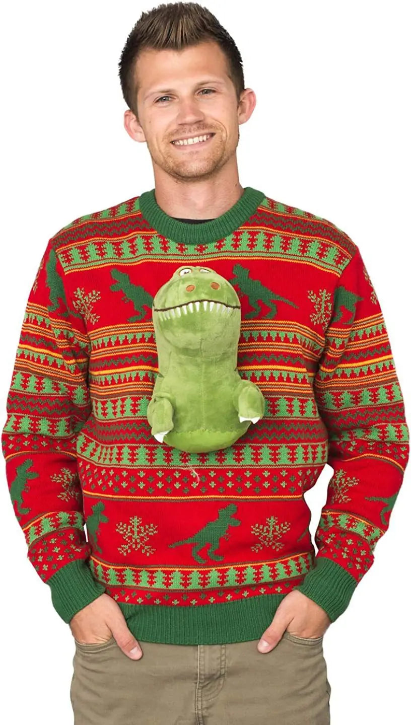Christmas Knitted Sweater Unisex 3d Dinosaur Shark Bear Cartoon Clothing Doll Pullover Funny Holiday Parties Top Cool Gifts