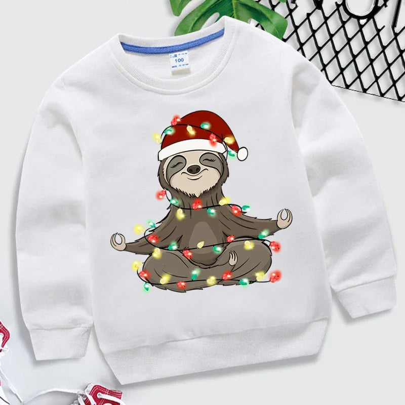 Christmas Animal Cartoon Print Children's Sweatshirt Cartoon Brand Clothing Loose Round Neck Long Sleeve Pullover Toddler Cloth