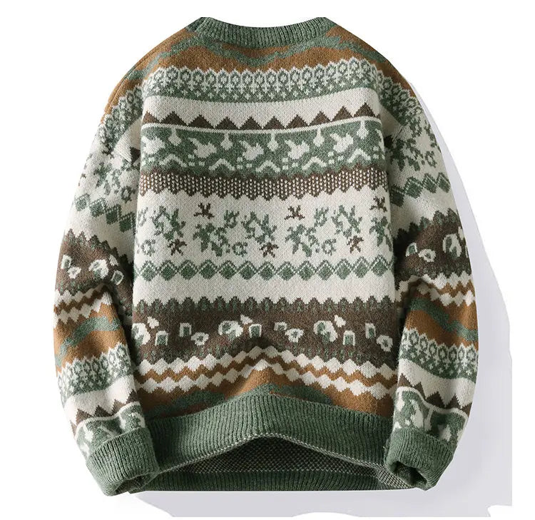 2026 Christmas Sweater Reindeer Pattern Long Sleeve Crew Neck Xmas Holiday Pullover Knitwear Sweater Man Jumper Pullove