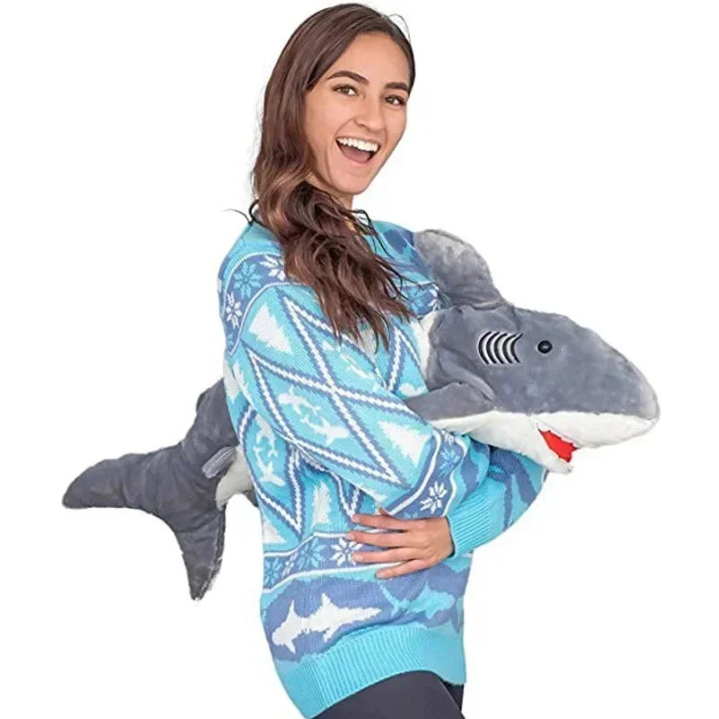Ugly Sweater Christmas 3D Funny Elk Shark Top Men Fashion High Street Vintage Long Sleeve Couple Pullover Knitwear Women Top New