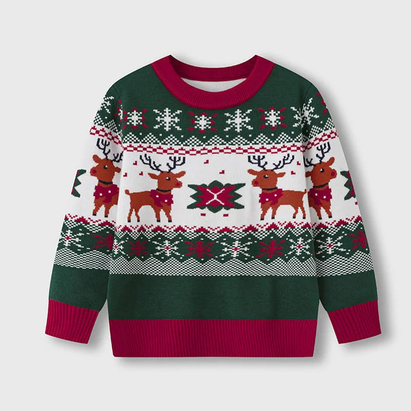 Christmas Children's Sweater 2025 New Boys Girls Autumn Winter Cartoon Deer Warm Pullover Baby Kids Unisex Knitted Jumper