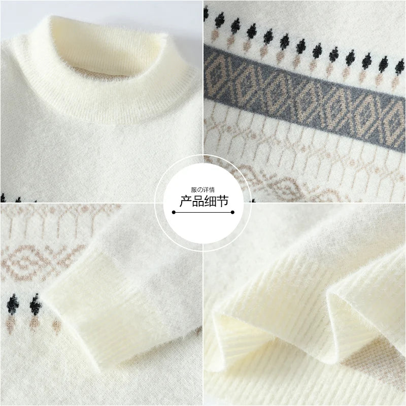 Man Thick Warm Comfortable High Quality Sweaters Men's Loose stripe printing Pullover Brand Clothing Male Slim Fit Fashion Knitt