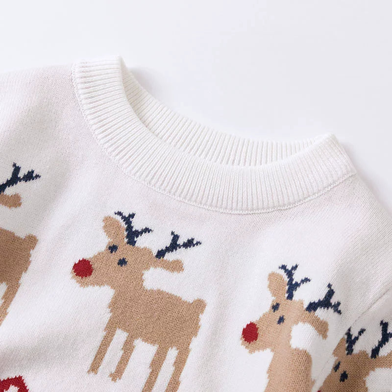 Christmas Boys Girls Sweater Kids Cartoon Print Pullover Children Cotton Warm Knitwear Autumn Toddler Winter Clothing 2-6 Years