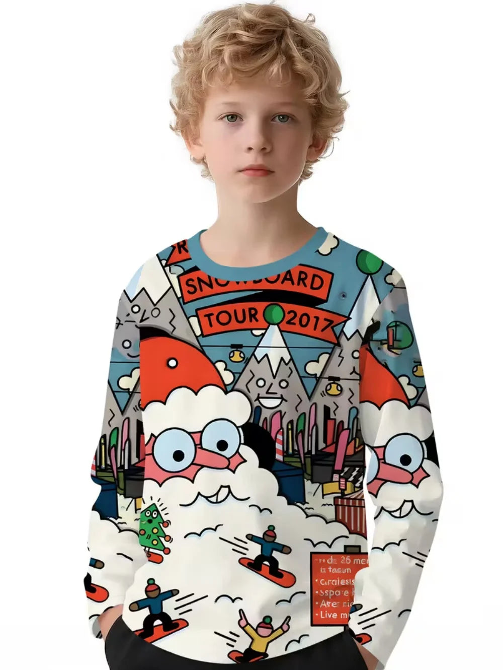 Santa Claus T-Shirts for Children 3D Print Long Sleeve Tee Girls Clothes Cartoon O-Neck Tops Christmas Gifts Children's Clothing