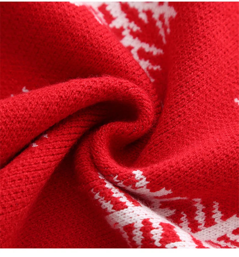 Christmas Warm Sweaters Kids Xmas Print Pullover Trendy Boys Girls Cartoon Snowflake Knitwear Winter Children's Knit Tops 2-6Y