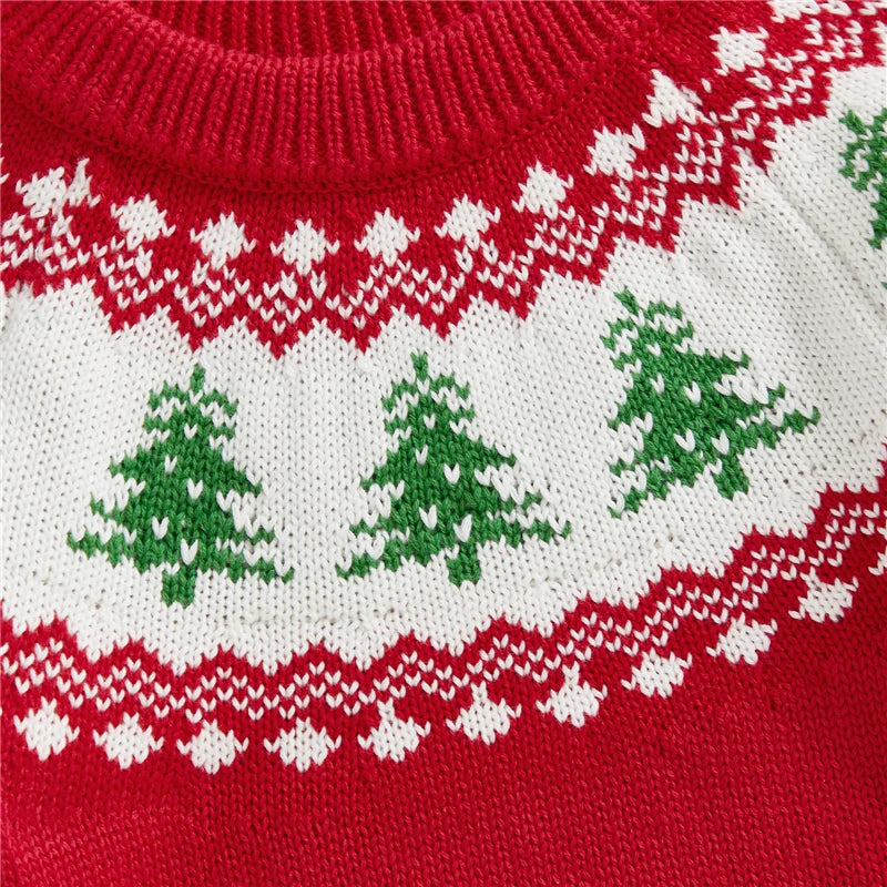 Newborn Baby Girl Boy Knitted Long Sleeve Autumn Winter Sweater Tree Print Pullover Casual Tops Kids Christmas Clothes 0-5Y