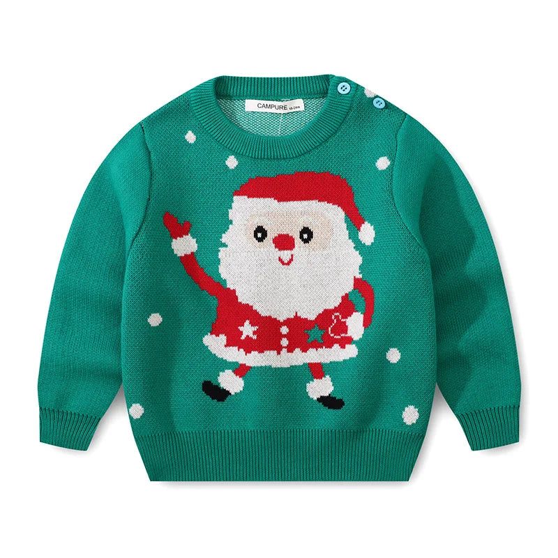 2025 Christmas Winter New Kids Sweater Christmas New Year Snowflake Knit Children Top Warm Pullover Sweater 1-6Yrs Boys Girls