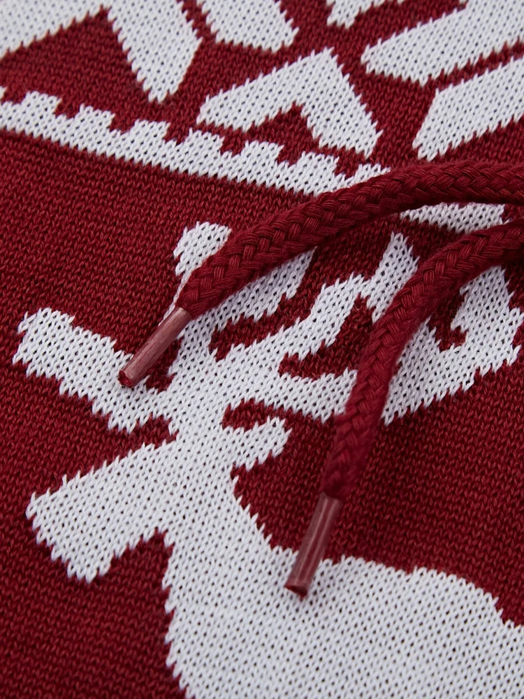 Vintage Graphic Crochet Sweater Mens Hooded Jumper Tops Autumn Winter Christmas Style Sweaters Men Casual Slim Knitted Hoodies