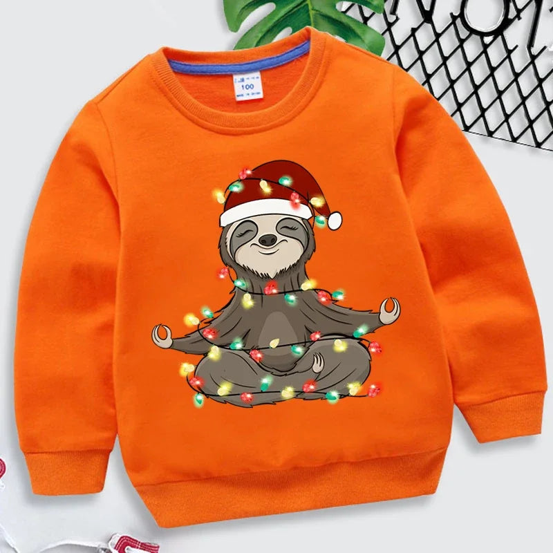 Christmas Animal Cartoon Print Children's Sweatshirt Cartoon Brand Clothing Loose Round Neck Long Sleeve Pullover Toddler Cloth