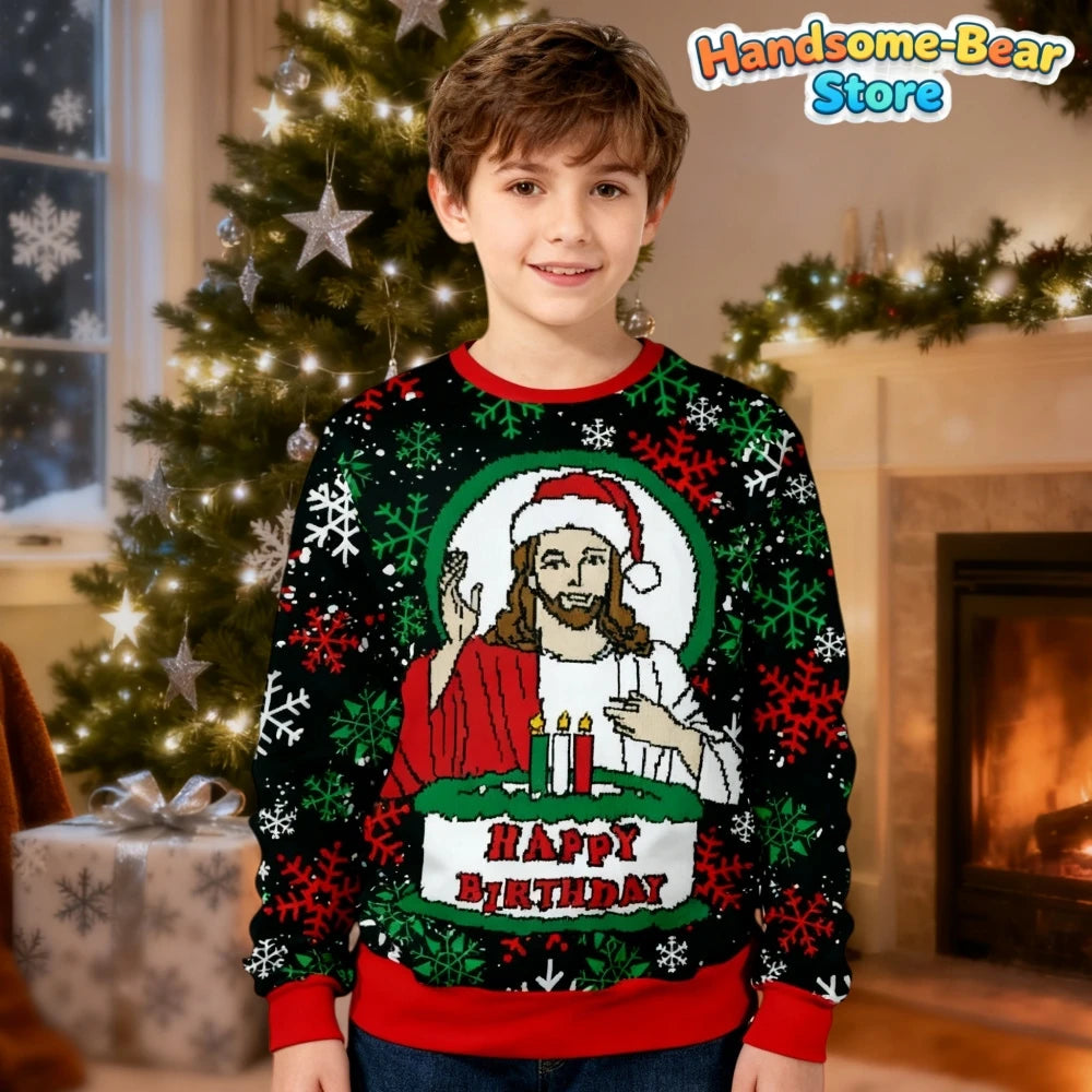 Merry Christmas Kids Sweatshirts Snowman Graphic Sweatshirts Unisex Pullover Hoodies for Boys Clothes Santa Claus Cartoon Tops