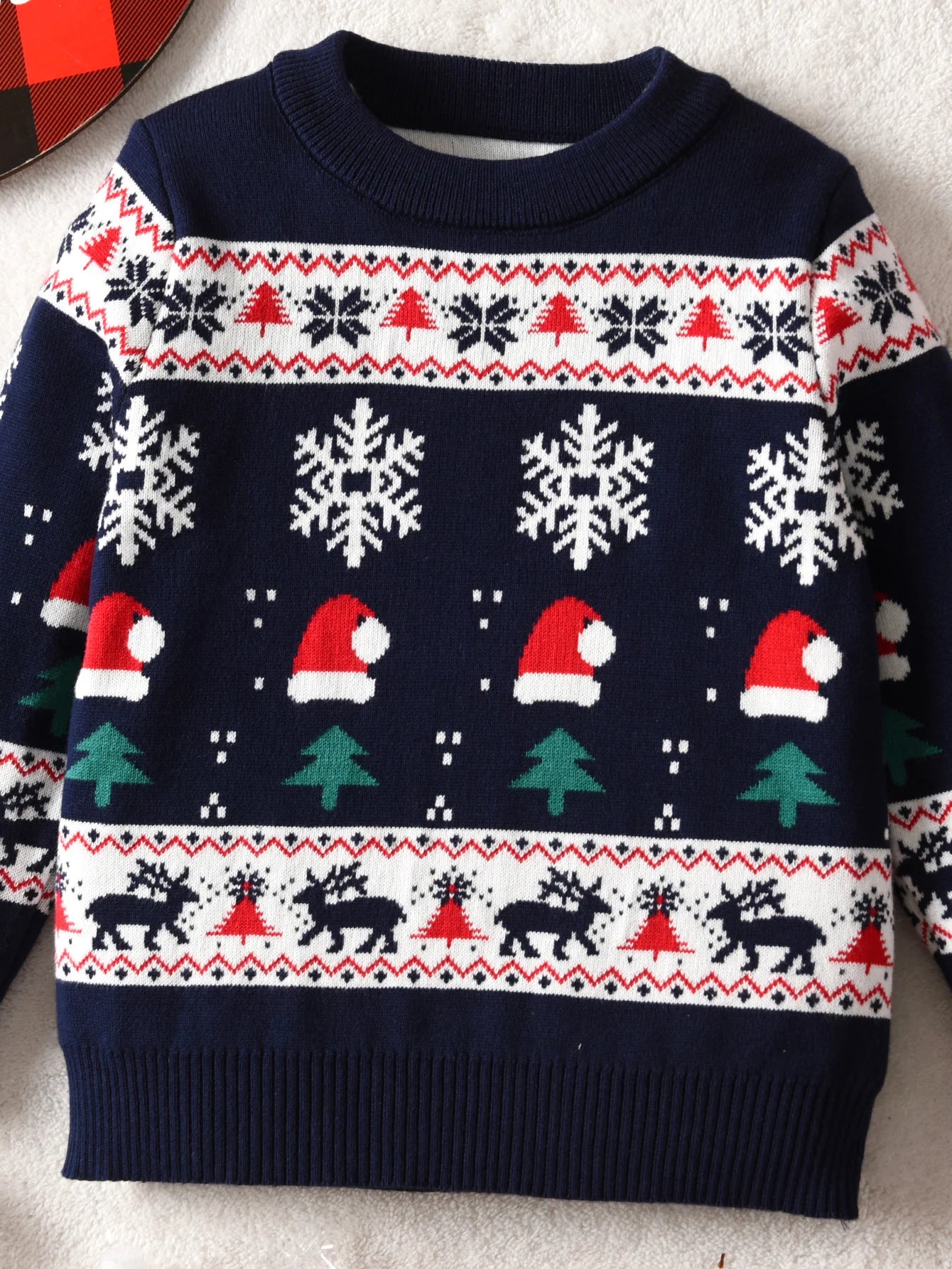 Boys and girls Christmas hats, snowflake reindeer sweaters, pullovers suitable for parties, leisure, spring, autumn, winter