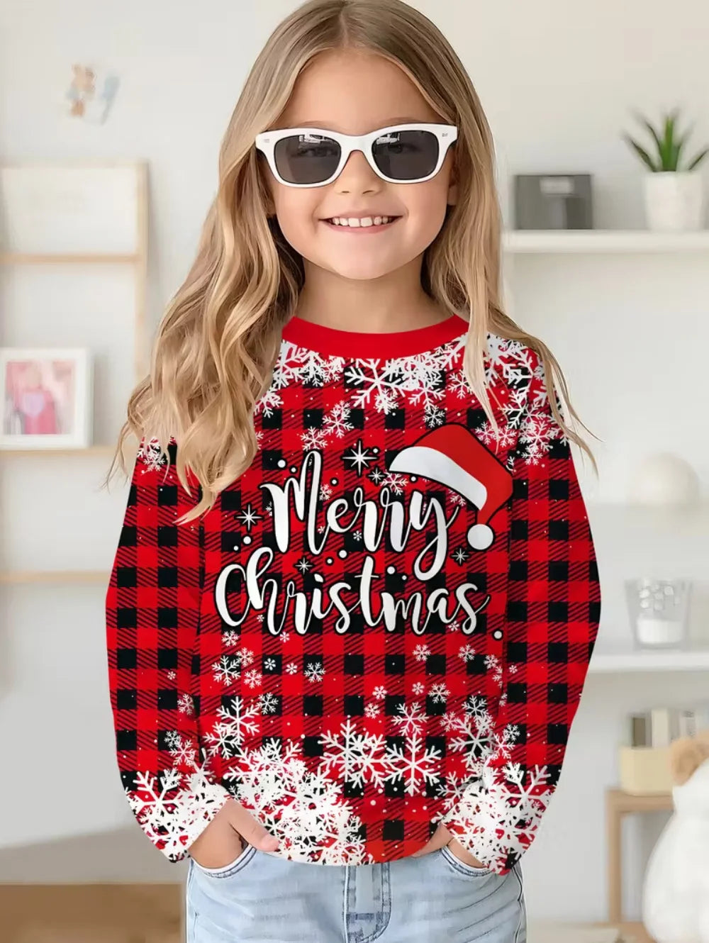 Christmas Kids T-Shirt Santa Claus 3D Print Boys Girls Autumn Long Sleeve Tee Outdoor Holiday Party Cartoon Children's Clothing