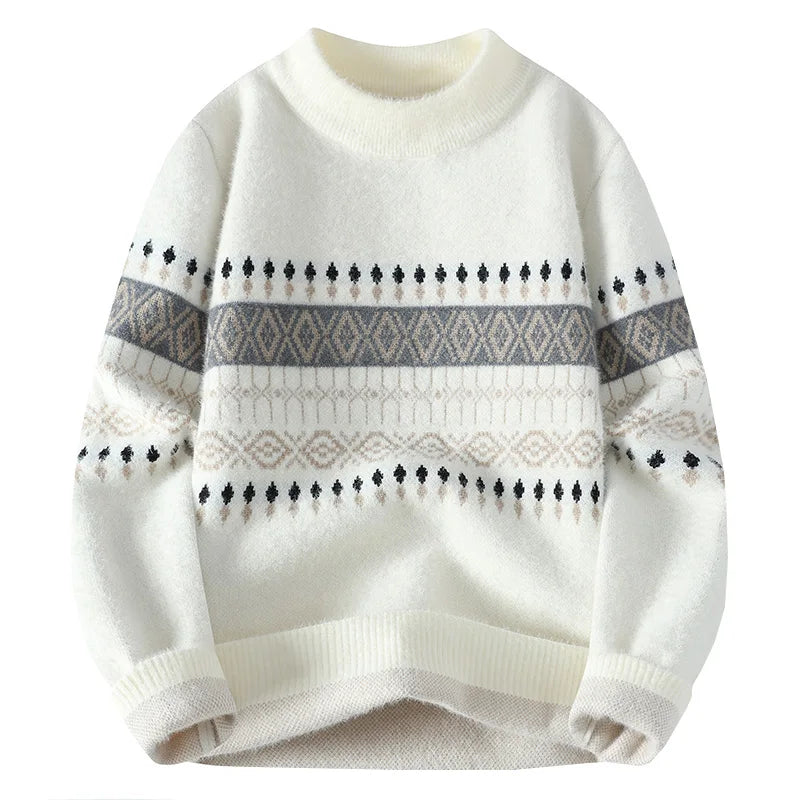 Man Thick Warm Comfortable High Quality Sweaters Men's Loose stripe printing Pullover Brand Clothing Male Slim Fit Fashion Knitt