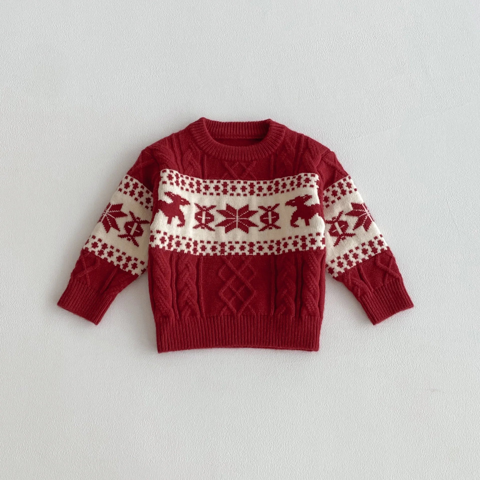 2025 Christmas Winter New Kids Sweater Christmas New Year Snowflake Knit Children Top Warm Pullover Sweater 1-6Yrs Boys Girls
