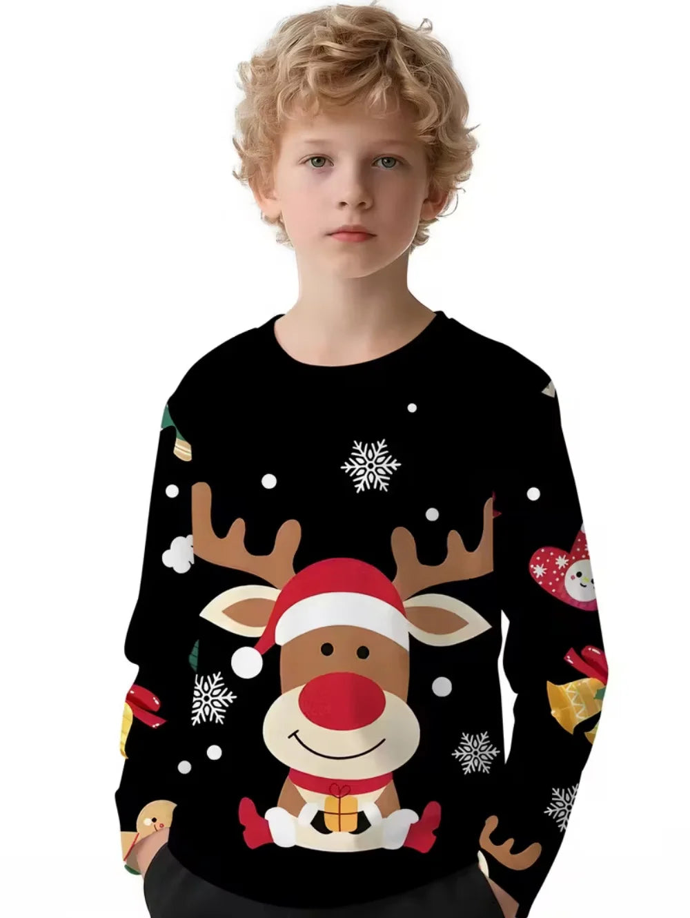 Santa Claus T-Shirts for Children 3D Print Long Sleeve Tee Girls Clothes Cartoon O-Neck Tops Christmas Gifts Children's Clothing