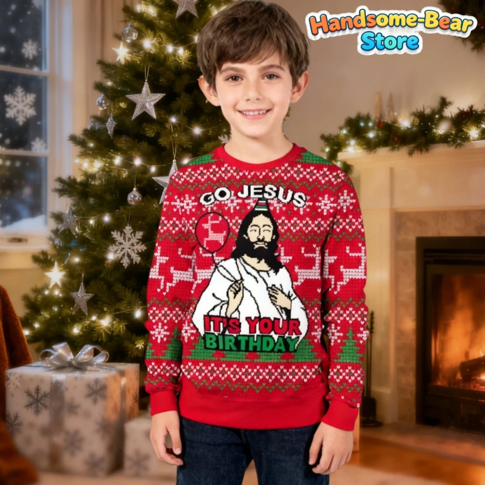 Merry Christmas Kids Sweatshirts Snowman Graphic Sweatshirts Unisex Pullover Hoodies for Boys Clothes Santa Claus Cartoon Tops