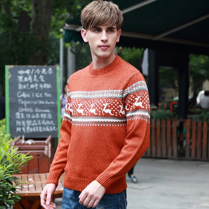 Winter Men's Wool Pullover Christmas Sweater Multicolor Cowl Neck Sweater Men Clothing Cashmere Sweaters Pull Homme A2F7721
