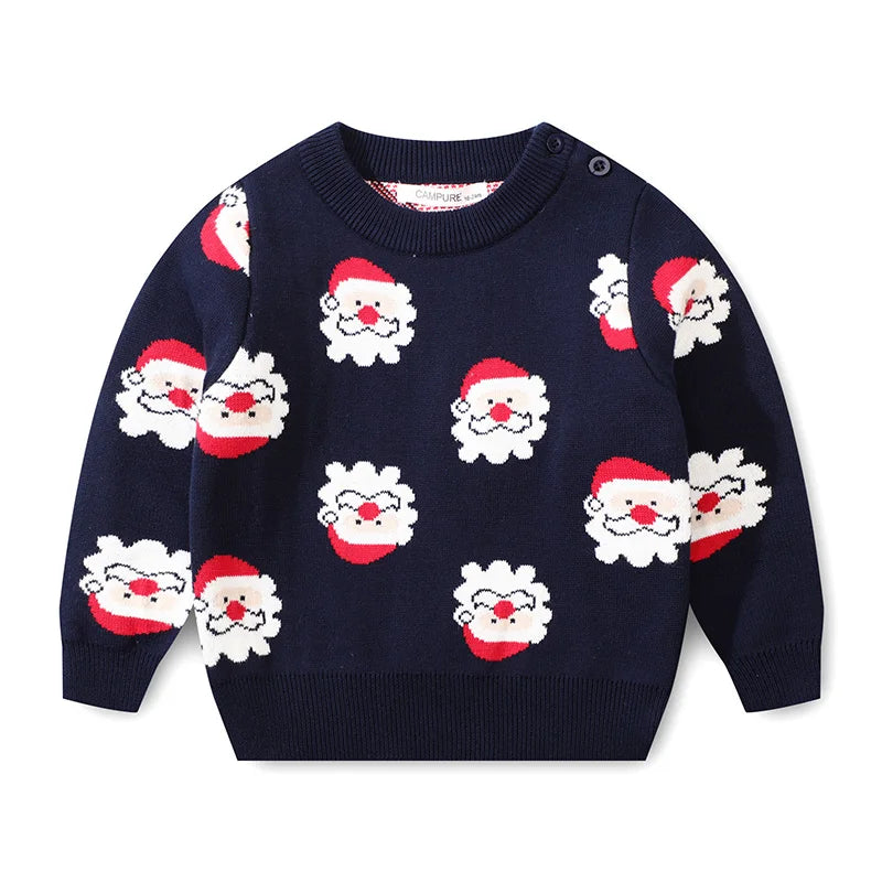 Winter Baby Boys Christmas Sweater Girls Jacquard Knitted Sweaters Pullovers Christmas Kids Clothes Toddler Girl Sweater Tops