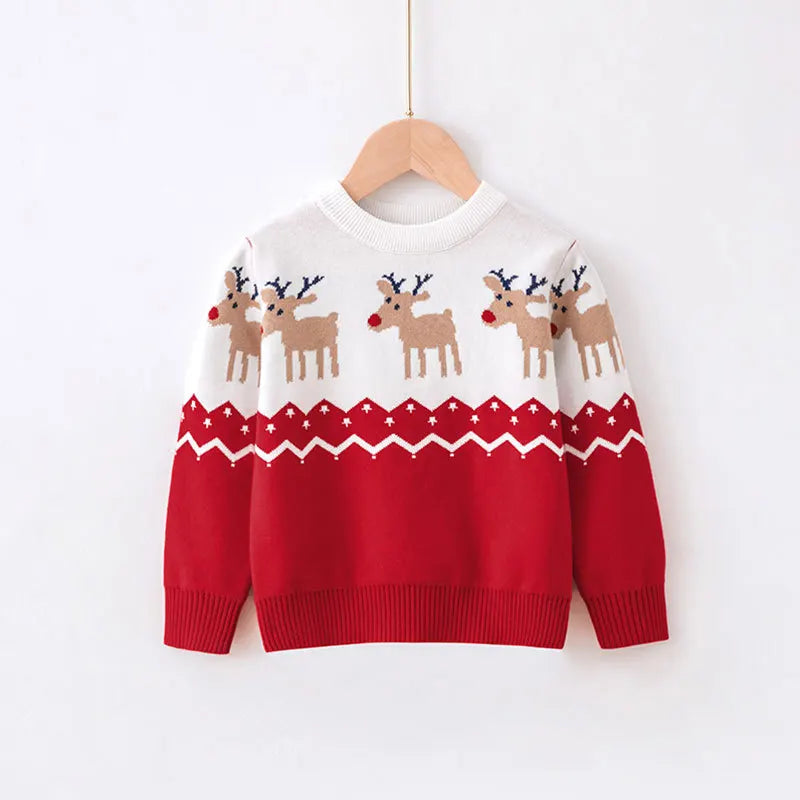 2024 Christmas Sweaters Children Autumn Winter Warm Pullover Baby Cartoon Knitted Sweaters Kids Clothes Boy Girl Xmas Jumper