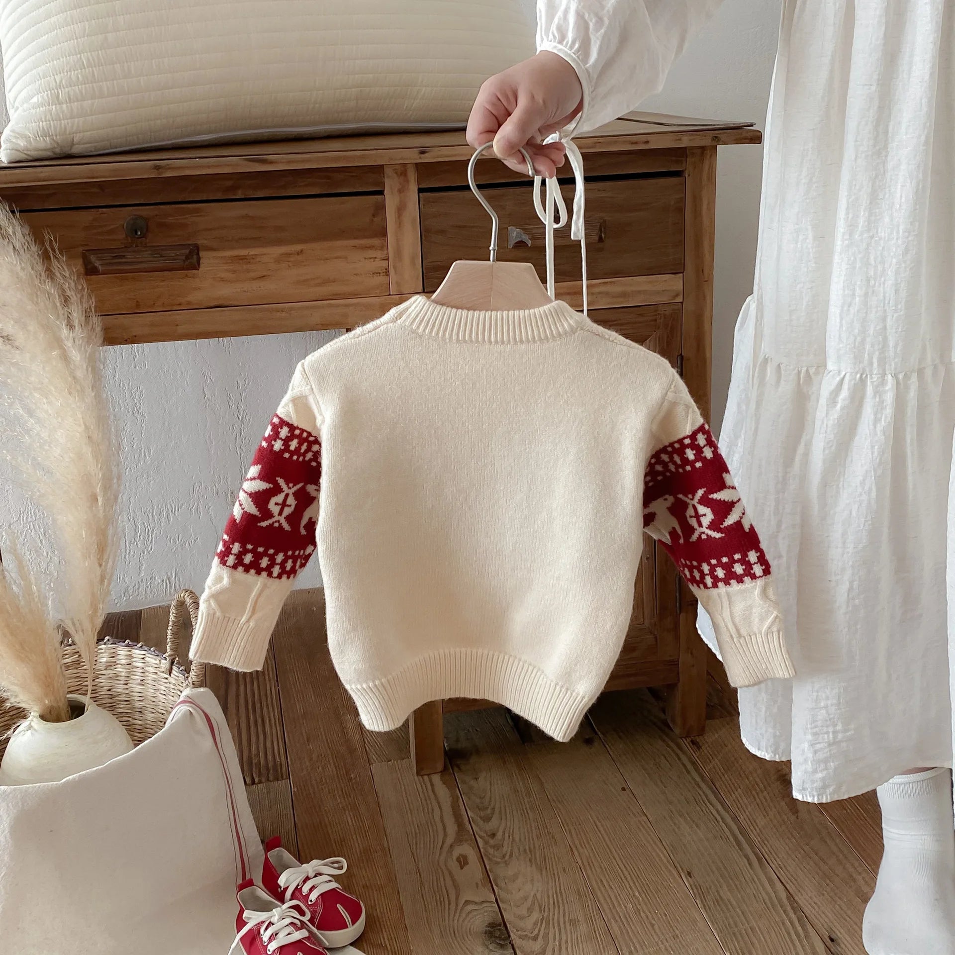 2025 Christmas Winter New Kids Sweater Christmas New Year Snowflake Knit Children Top Warm Pullover Sweater 1-6Yrs Boys Girls