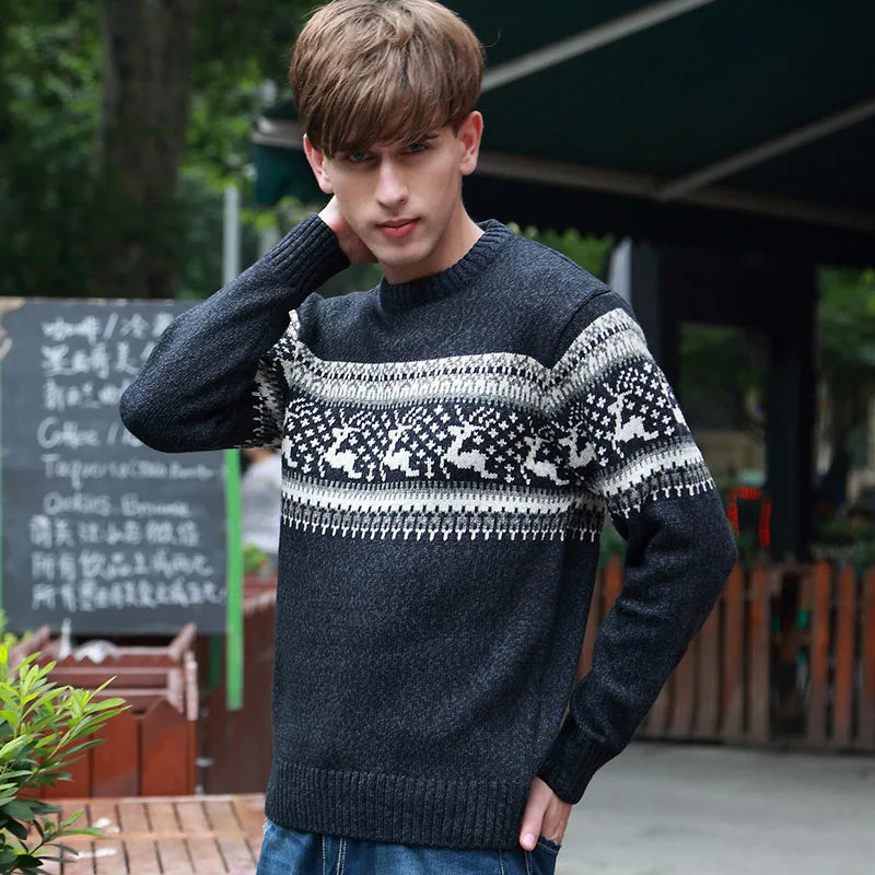 Winter Men's Wool Pullover Christmas Sweater Multicolor Cowl Neck Sweater Men Clothing Cashmere Sweaters Pull Homme A2F7721